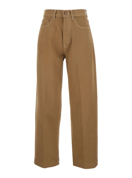 Blugi 'Boyfriend' Beige Jeans with Five-pocket Design and Logo Patch on the Back in cotton for Women