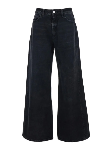 Blugi 'Debby' Black Jeans with Wide Leg and Logo Patch on the Rear in Denim Woman