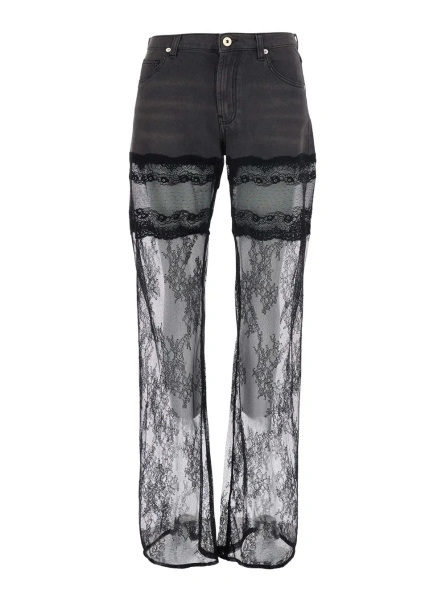 Blugi Denim Pants with Pockets and Front Closure. Cotton. Black. Woman