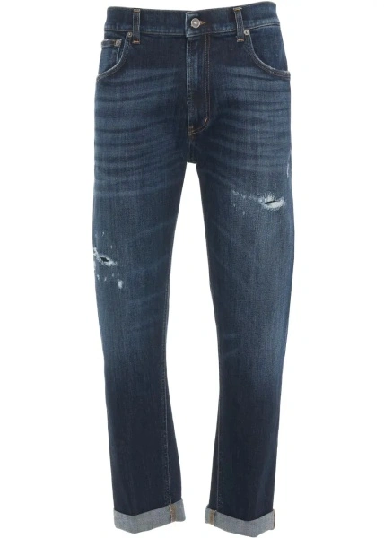 Blugi drepti Dondup albastri din denim 'Ervin'