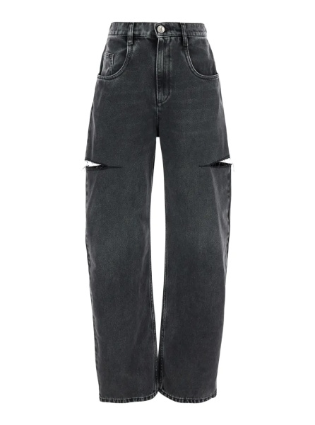 Blugi Five-pocket design Ripped Black Cotton Denim Jeans Woman