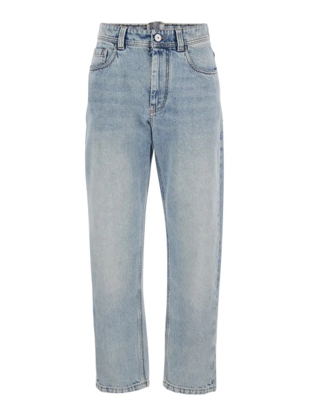 Blugi Light blue Jeans with logo patch on the back and contrasting stitching in denim for women