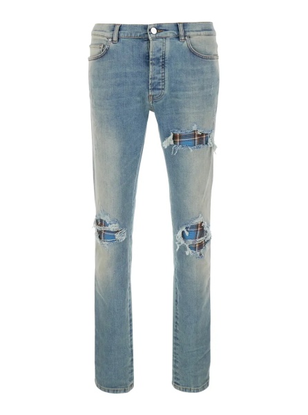 Blugi Light Blue Jeans with Ripped Details and Faded Design in Denim for Men