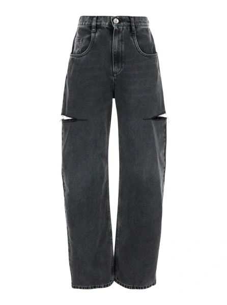 Blugi Maison Margiela negri din bumbac si denim
