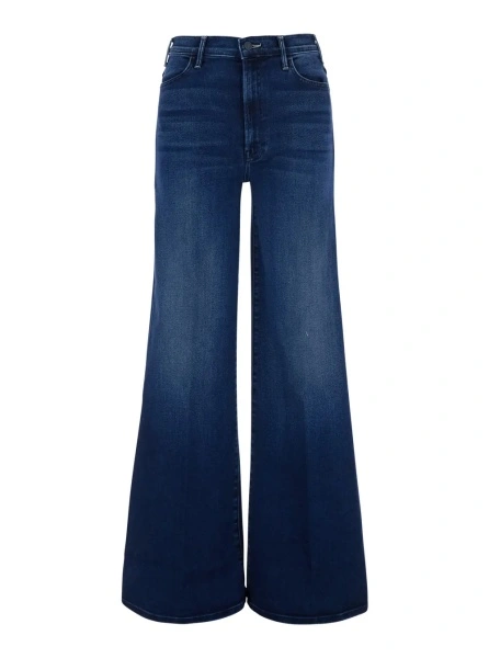 Blugi MOTHER albastri din denim 'The Hustler Roller Sneak'
