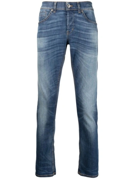 Blugi slim fit Dondup albastri din spandex/elastan si bumbac