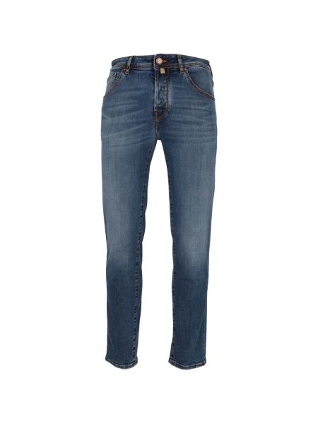 Blugi slim fit Jacob Cohen albastri din elastan si bumbac