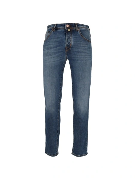 Blugi slim fit Jacob Cohen albastri din elastan si bumbac