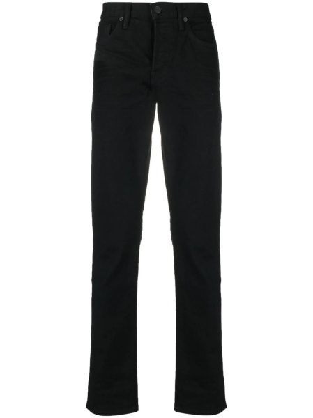 Blugi slim fit Tom Ford negri din poliuretan si bumbac