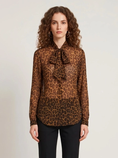 Bluza Animal Print Blouse With Bow