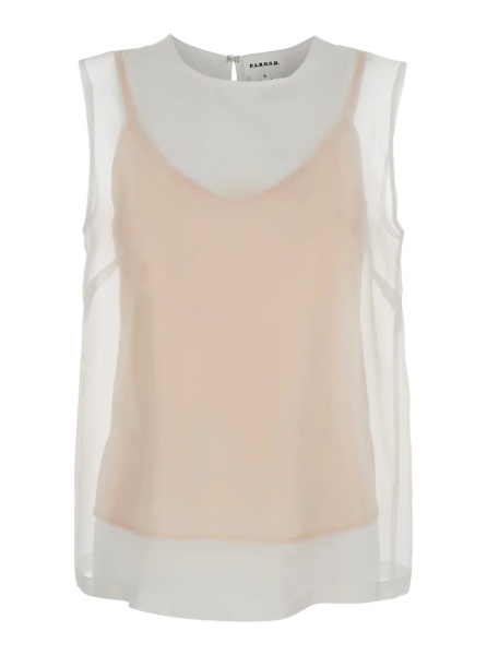 Bluza P.A.R.O.S.H. White Silk Blouse with Semi-Transparent Design for Women