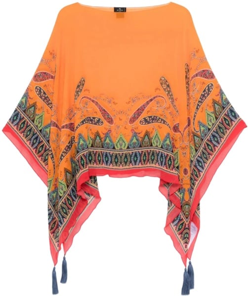 Bluza Poncho Top With Paisley Pattern