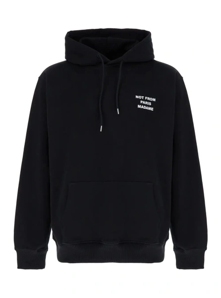 Bluza trening Hoodie 'Le Hoodie Slogan' with Slogan Print on Front and Back in Black Cotton Men