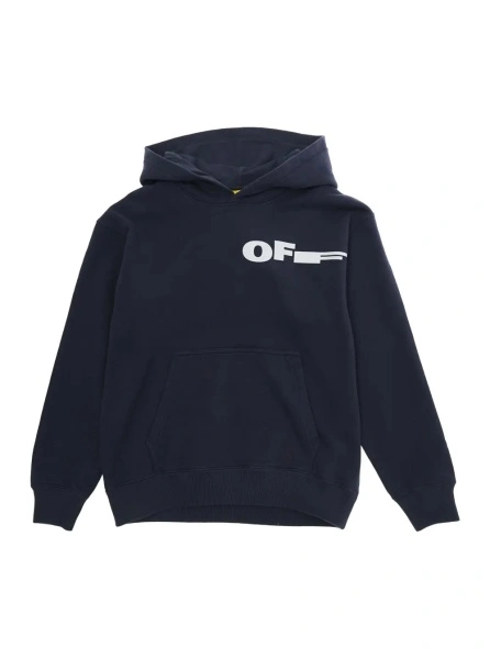 Bluze Blue Cotton Hoodie with Front and Back Logo for Kids