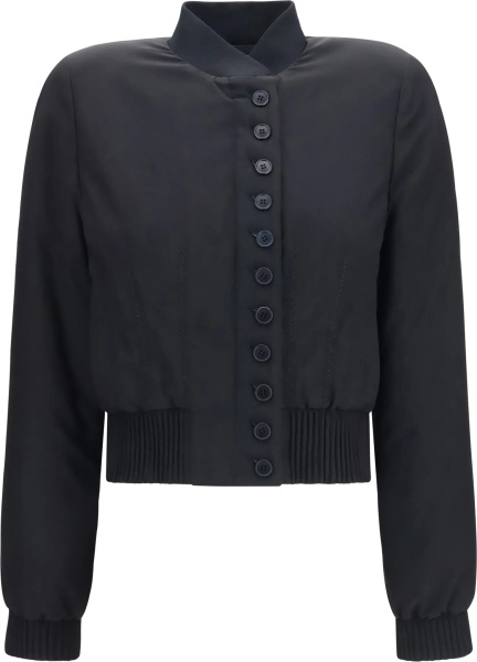 Bomber Buttoned Bomber Jacket with visible stitching