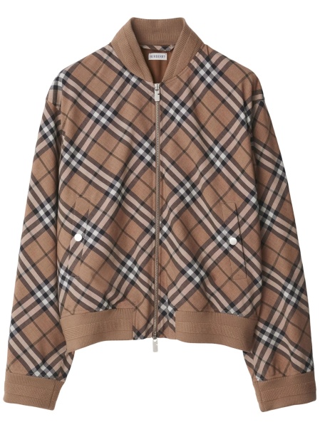 Bomber jacket Burberry vintage check neutra din polyester si lana