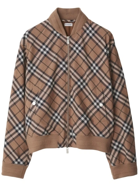 Bomber jacket Burberry vintage check neutra din polyester si lana
