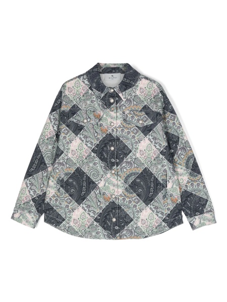Bomber jacket ETRO albastra din bumbac si spandex/elastan