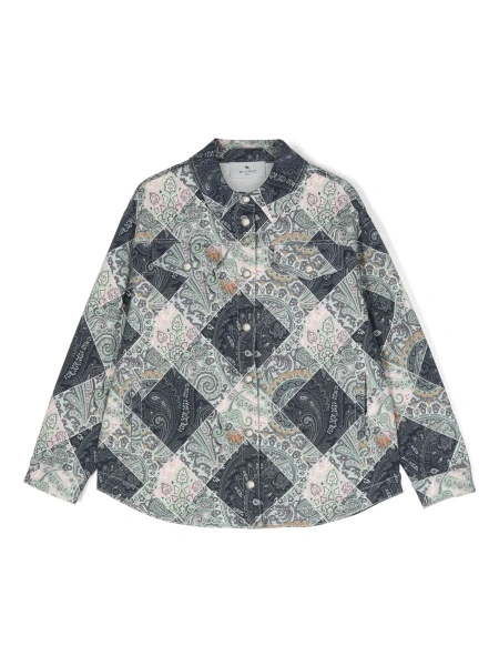 Bomber jacket ETRO albastra din bumbac si spandex/elastan