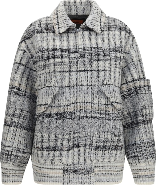 Bomber Oversized check wool-blend Bomber Jacket