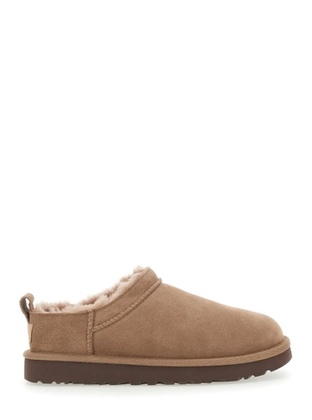 Botine “Classic Micro” Beige Ankle Boots with Logo Embossed in Suede Woman
