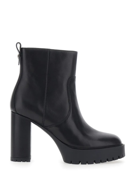 Botine 'CLARA' Black Ankle Boots with high heel and serrated sole in Leather Women