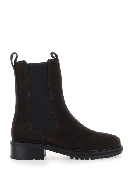 Botine 'Jack' Brown Boots with elasticated details on the side in suede for women