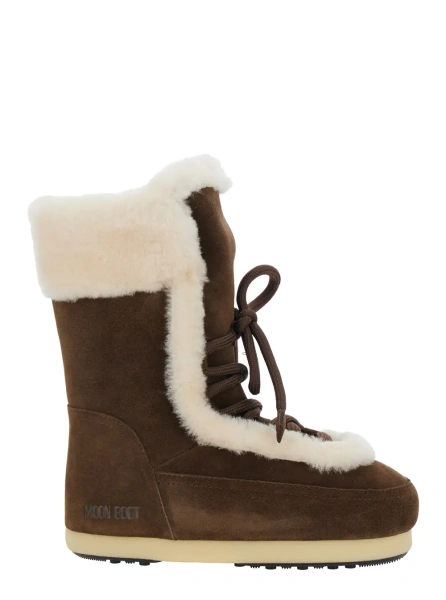 Botine Moon Boot maro din tesatura tehnica