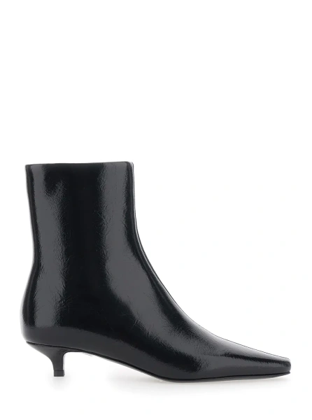 Botine TOTÊME Slim patent leather ankle boots with heel and glossy finish in black calf for women