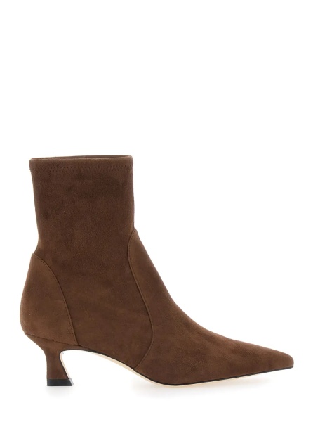 Botine 'Vinnie' Brown Pointed Ankle Boots with Medium Heel in Suede for Women