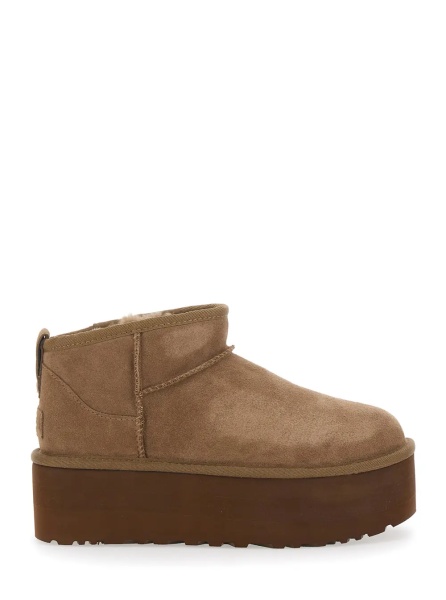 Botine W CLASSIC ULTRA MINI PLATFORM with flat sole and leather lining Brown Woman