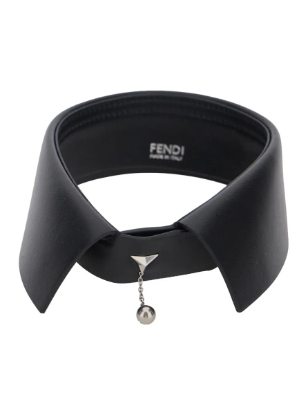Brelocuri Black Collar with sphere pendant in leather for women