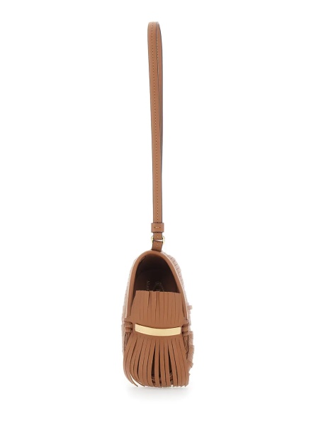 Brelocuri Fringe Pendant with Brown Leather Wrist Strap for Women