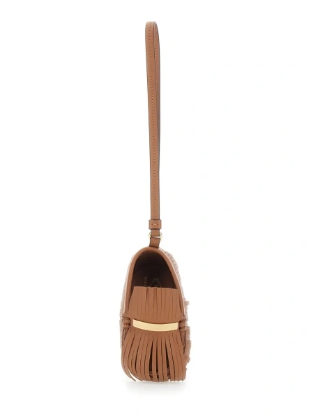 Brelocuri Fringe Pendant with Brown Leather Wrist Strap for Women