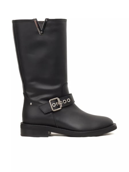BUCKLES V NICKEL BIKER BOOTS