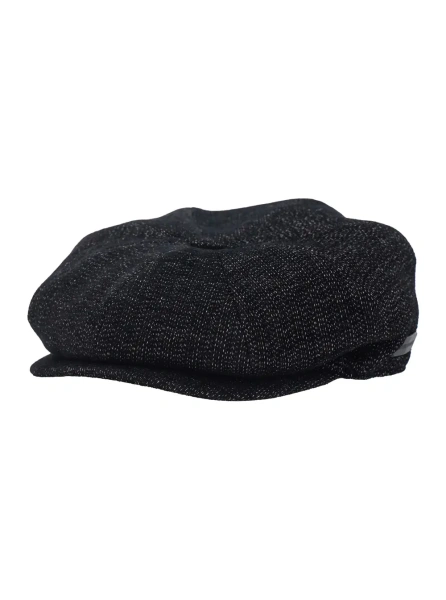 Caciula Beret Hat with cotton and viscose fabric, black color, unisex