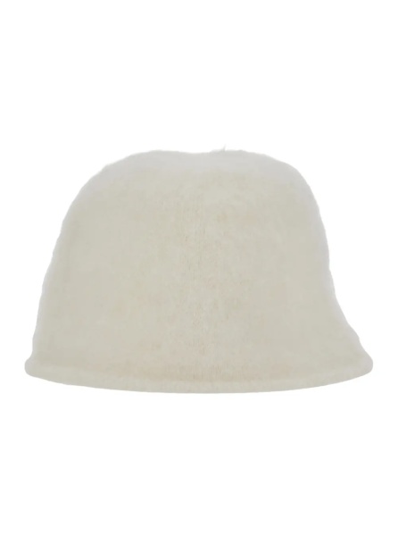 Caciula 'Dalmazia' White Bucket hat with wide brim in blend wool for women