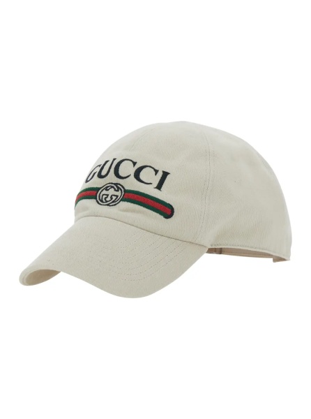Caciula 'GUCCI Fake' white Hat with embroidered logo on the front in cotton for men