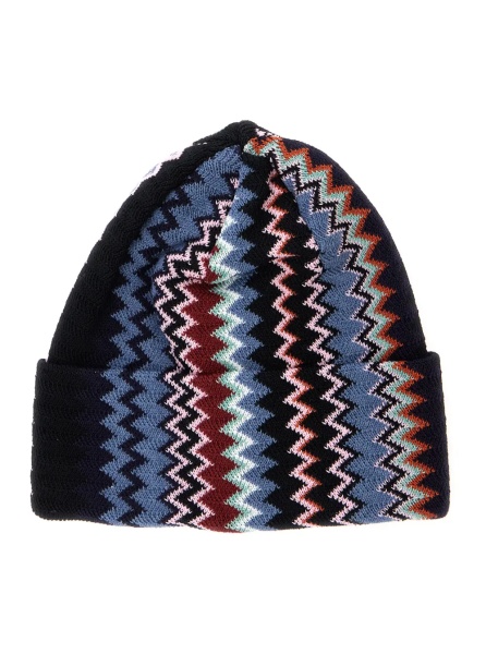Caciula Multicolor beanie with turn-up brim ZigZag motif in wool blend for women