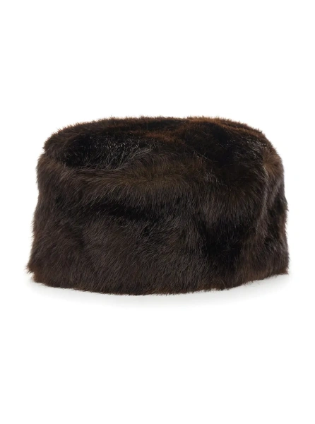Caciula Ozzy Pillerbox Hat with elegant details in brown Modacrylic unisex