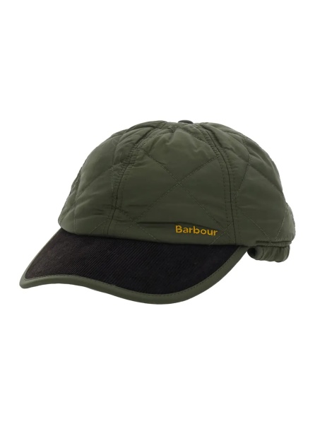 Caciula Quilted cap with visor and green cotton details unisex