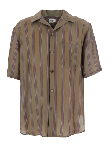 Camasa BOXY STRIPS Shirt with Collar and Long Sleeves in Brown for Men