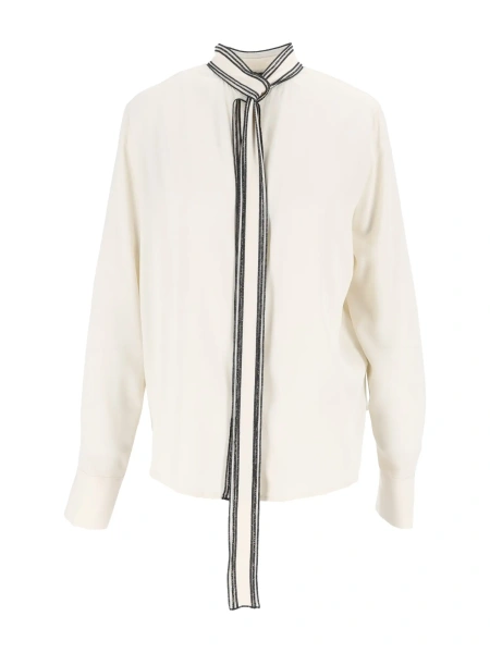 Camasa CREPE DE CHINE BASIC SHIRT WITH CONTRAST STITCHING FOULARD