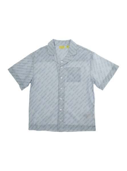 Camasa Light Blue Shirt with All-Over Logo Motif and Front Pocket in Cotton for boy