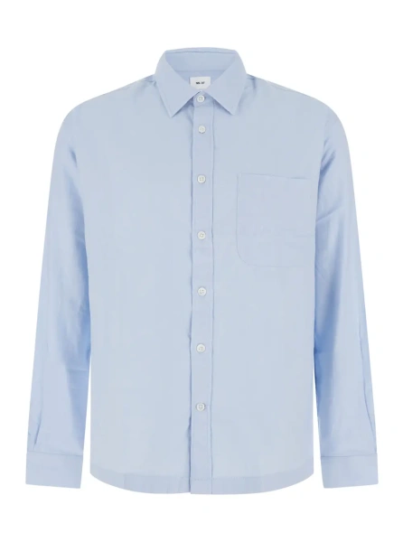 Camasa Shirt in organic cotton with classic collar and long sleeves in blue for men