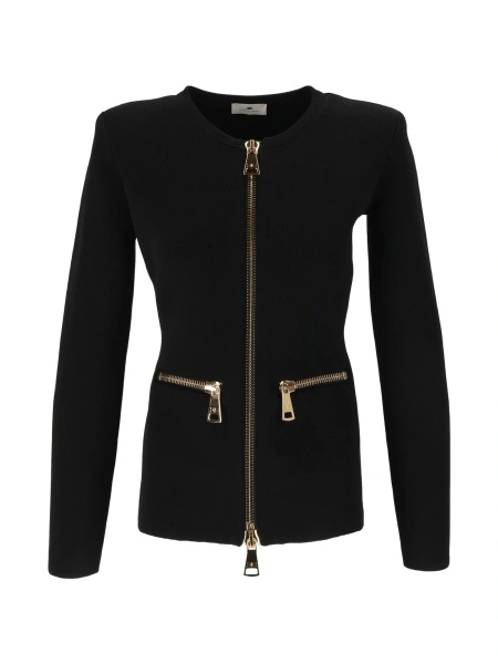 Cardigan Elisabetta Franchi negru din poliamida si vascoza