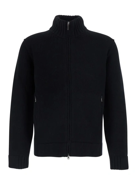 Cardigan Kangra negru din lana merinos