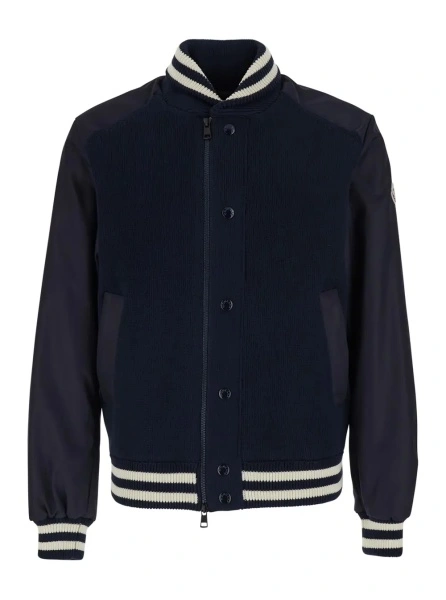 Cardigan Moncler albastru din poliamida
