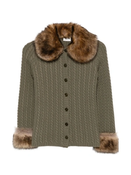 Cardigan Saint Laurent verde din casmir