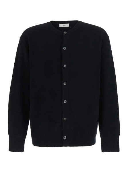 Cardigan UNISEX CREWNECK KNIT CARDIGAN with round neck and long sleeves in Wool Viscose Nylon Cashmere in Black Unisex